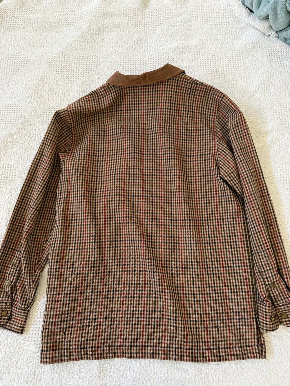Polo by Ralph Lauren vintage rare Brown Plaid leather  Collar Shirt Jacket - Picture 3 of 7